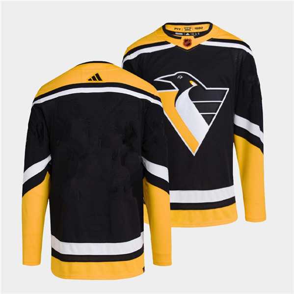 Men%27s Pittsburgh Penguins Blank Black 2022 Reverse Retro Stitched Jersey